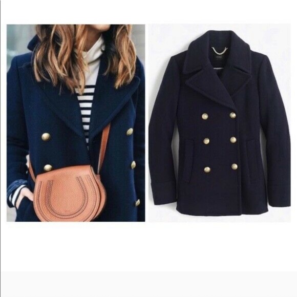 J. Crew Stadium Cloth Coat NAVY - Picture 2 of 11